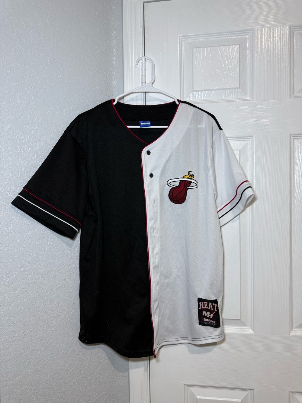 NBA Miami Heat Half Black Half White Baseball Jersey